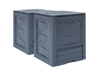 vidaXL Compostbakken 2 st 520 L 60x60x73 cm grijs