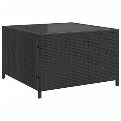vidaXL Tuinbank met tafel en kussens L-vormig poly rattan zwart