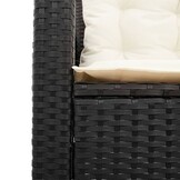 vidaXL Tuinbank met tafel en kussens L-vormig poly rattan zwart
