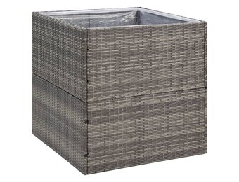 Plantenbak Poly Rattan Grijs 80x80x80 cm - 35% Korting