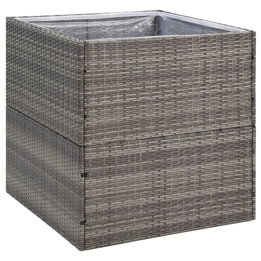 Plantenbak Poly Rattan Grijs 80x80x80 cm - 35% Korting