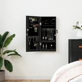 Sieradenkast met spiegel, wandmontage, 30x8.5x67 cm Zwart - 29% Korting
