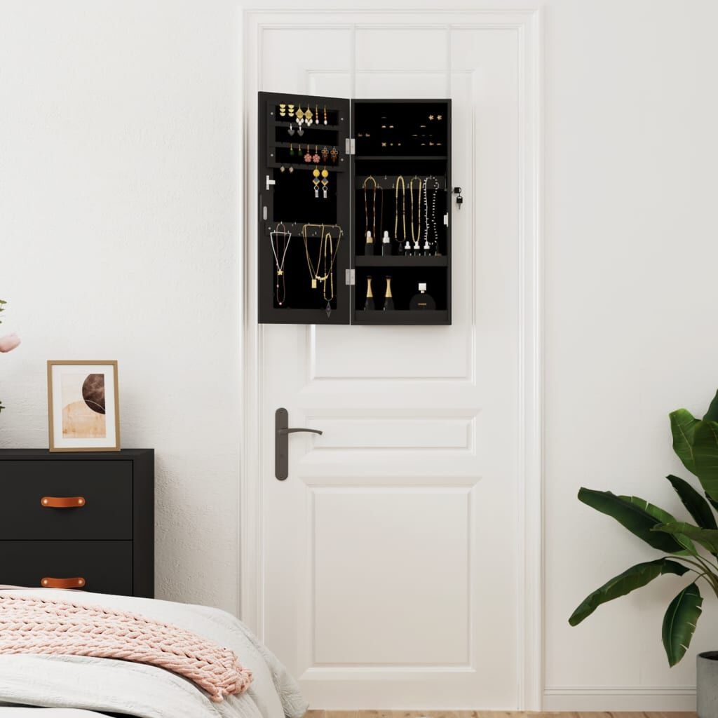 Sieradenkast met spiegel, wandmontage, 30x8.5x67 cm Zwart - 29% Korting