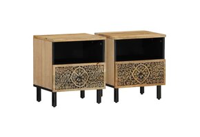 VidaXL Nachtkastjes Massief Mangohout - 40x33x46 cm (Set van 2) - 41% Korting