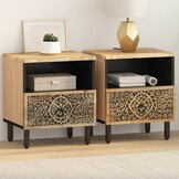 Set van 2 Nachtkastjes Mangohout - 40x33x46 cm - Met 35% Korting