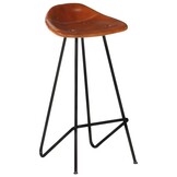 Set van 2 bruine barkrukken van echt leer - Industrieel design