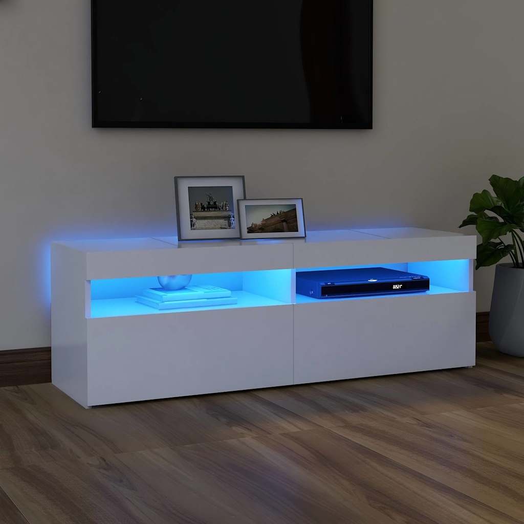 Tv-meubel met LED-verlichting 120x35x40 cm Wit - 34% Korting