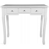 Kaptafel Wit Hout Grenen MDF met LED Spiegel & Kruk | 35% Korting