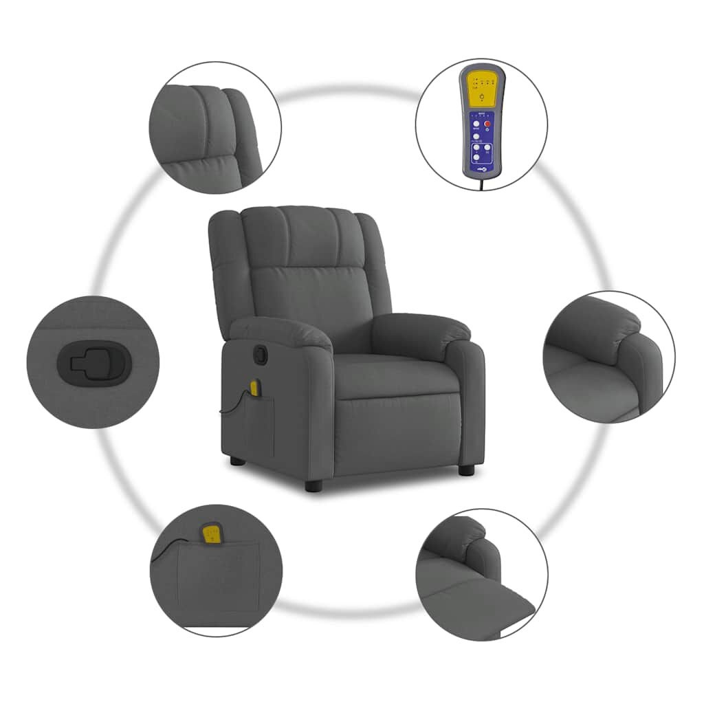 Verstelbare Massagestoel Stof Donkergrijs - 35% Korting