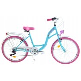 Meisjesfiets 26" Zeegroen/Roze - 7 versnellingen Shimano (64% korting)