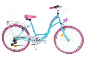 Meisjesfiets 26" Zeegroen/Roze - 7 Versnellingen Shimano, 17" Frame - 67% Korting
