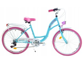 Meisjesfiets 26" Zeegroen/Roze - 7 versnellingen Shimano (64% korting)