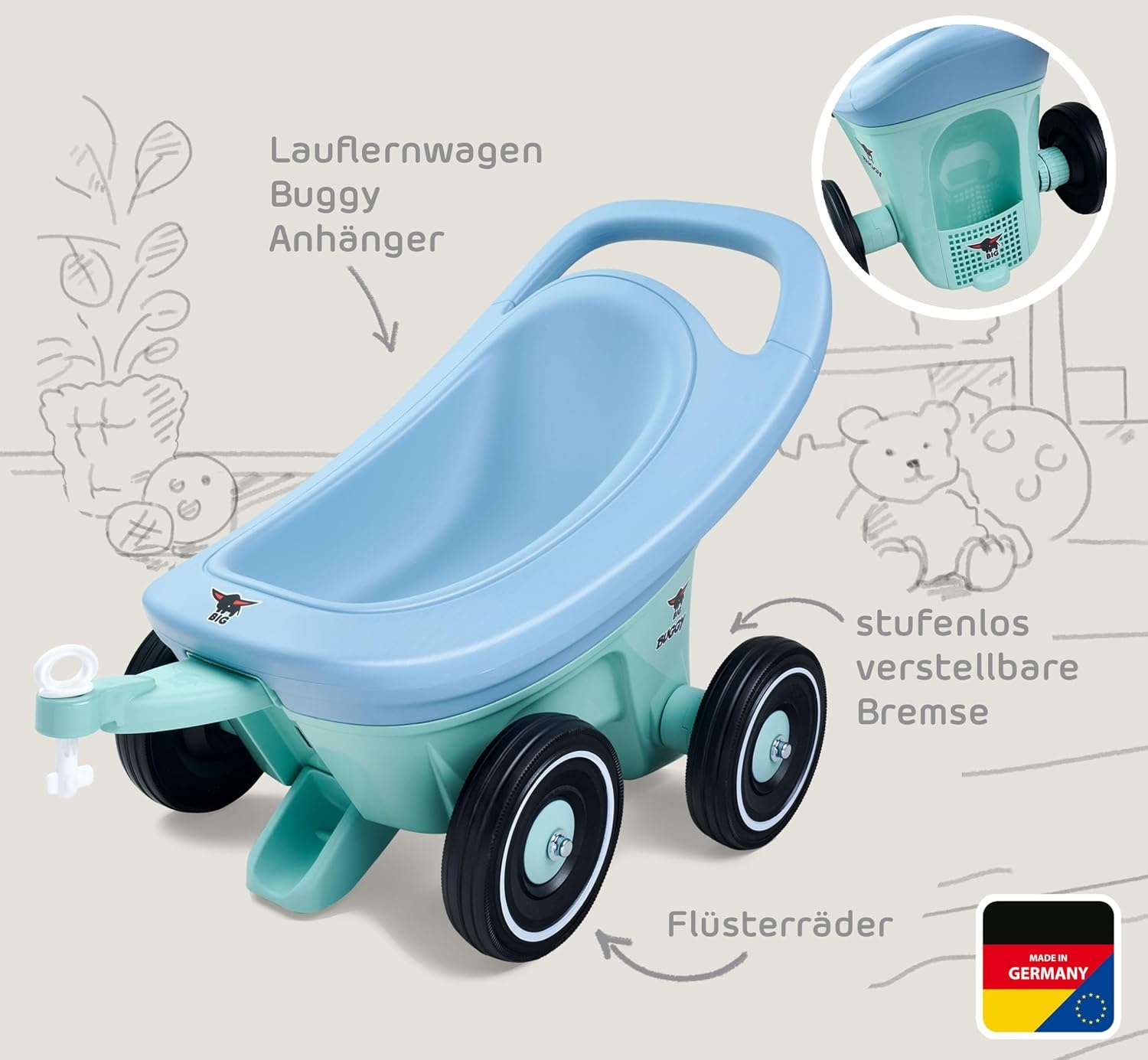 Loopwagen 3-in-1 met Aanhanger & Remfunctie - 34% Korting!