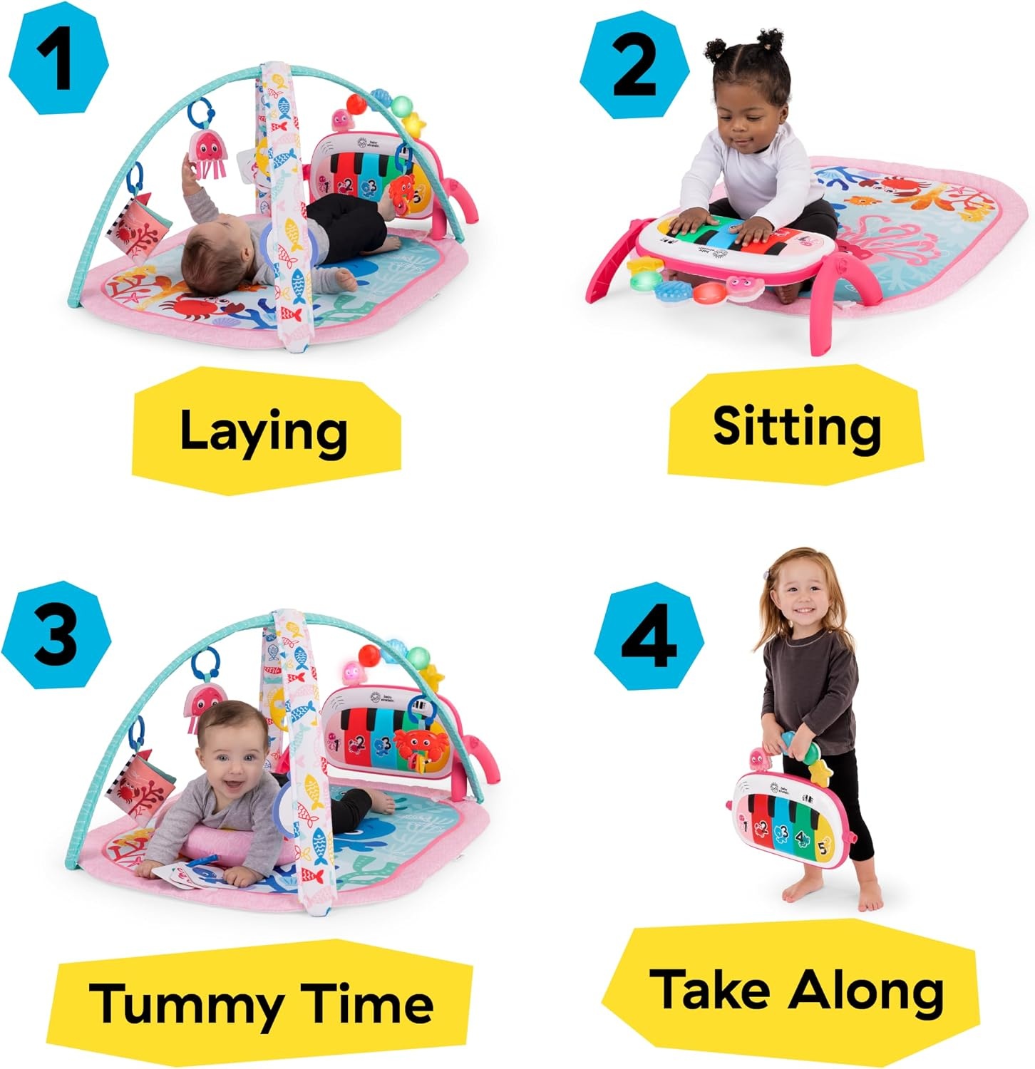 Baby Einstein Muziek Speelmat - 4-in-1 met Piano & 70+ Geluiden (Roze) - 34% Korting