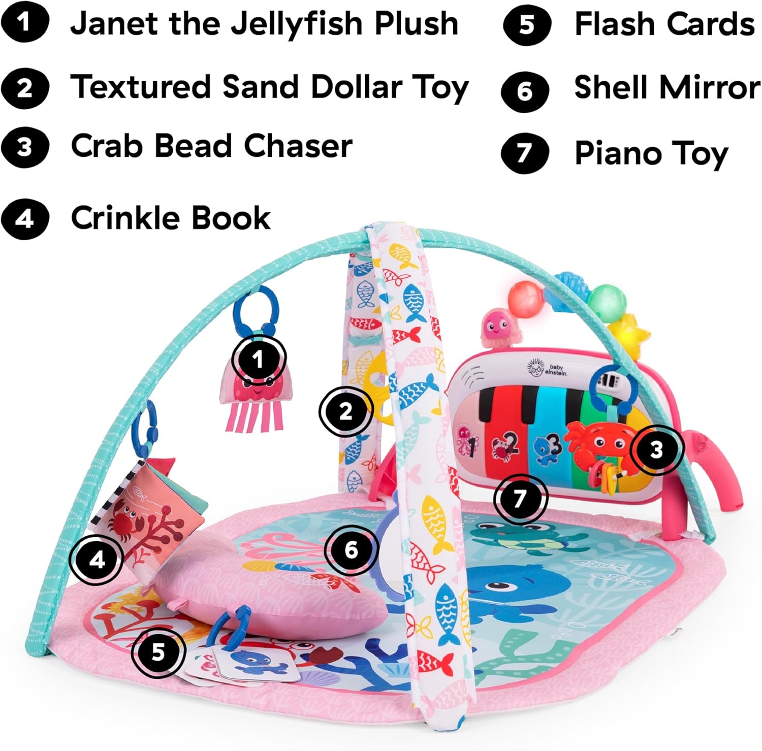 Baby Einstein Muziek Speelmat - 4-in-1 met Piano & 70+ Geluiden (Roze) - 34% Korting