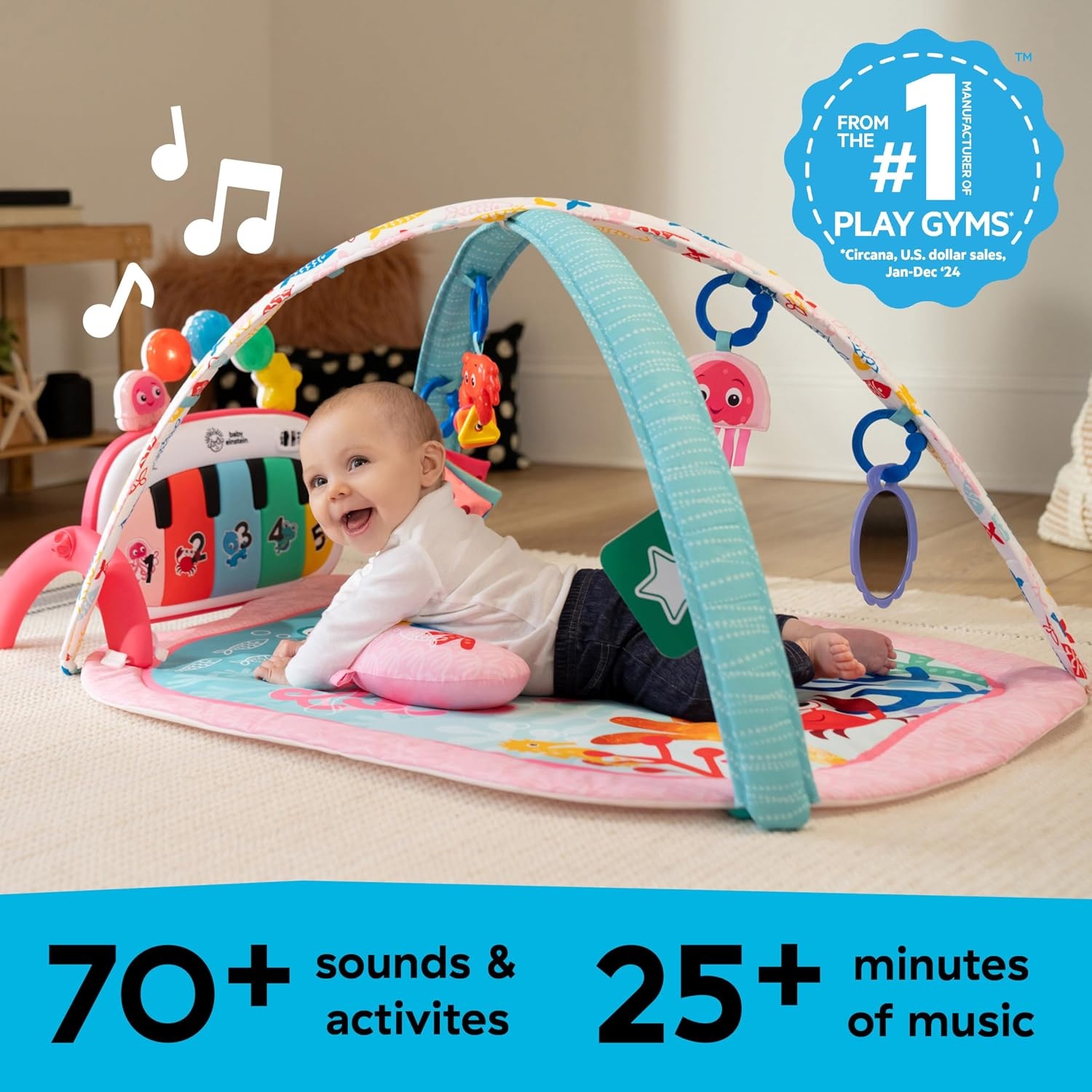 Baby Einstein Muziek Speelmat - 4-in-1 met Piano & 70+ Geluiden (Roze) - 34% Korting