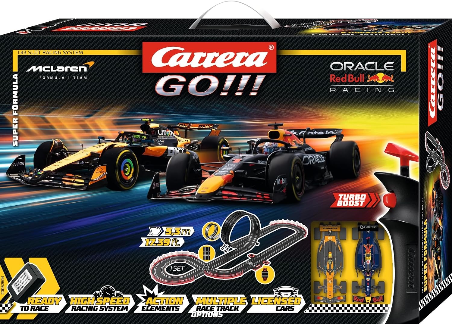 Racebaan 5,3m met Looping, Max Verstappen & Lando Norris - 34% Korting