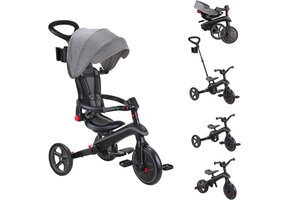 Meegroei Driewieler Loopfiets 4-in-1 Opvouwbaar Zwart Grijs - 41% Korting
