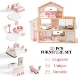 ROBUD Houten Poppenhuis Roze - 35% Korting! Ideaal Vanaf 3 Jaar