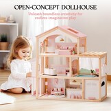 ROBUD Houten Poppenhuis Roze - 35% Korting! Ideaal Vanaf 3 Jaar