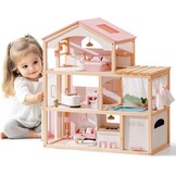 ROBUD Houten Poppenhuis Roze - 35% Korting! Ideaal Vanaf 3 Jaar