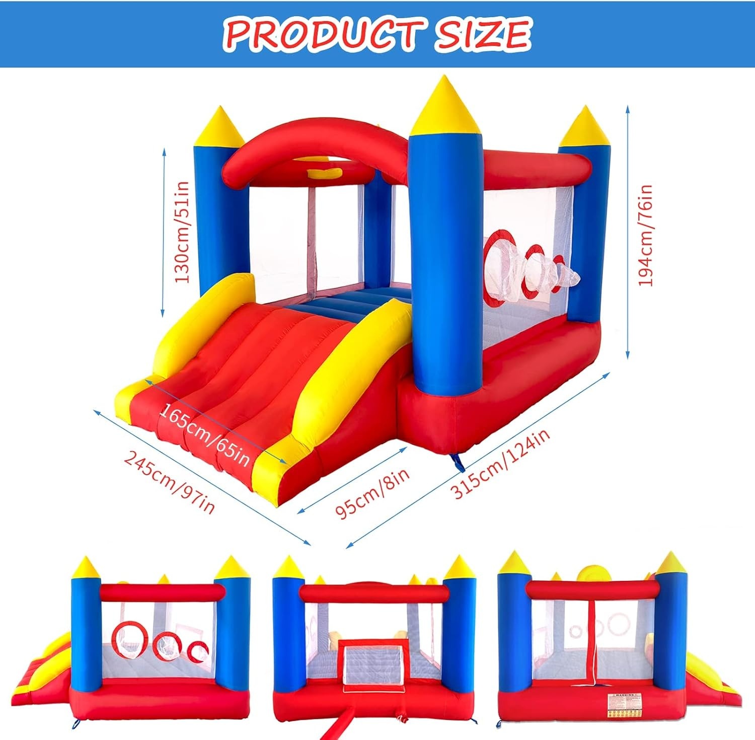 Springkasteel Ballsea met Ventilator - 315 x 245 x 194 cm - 35% Korting!