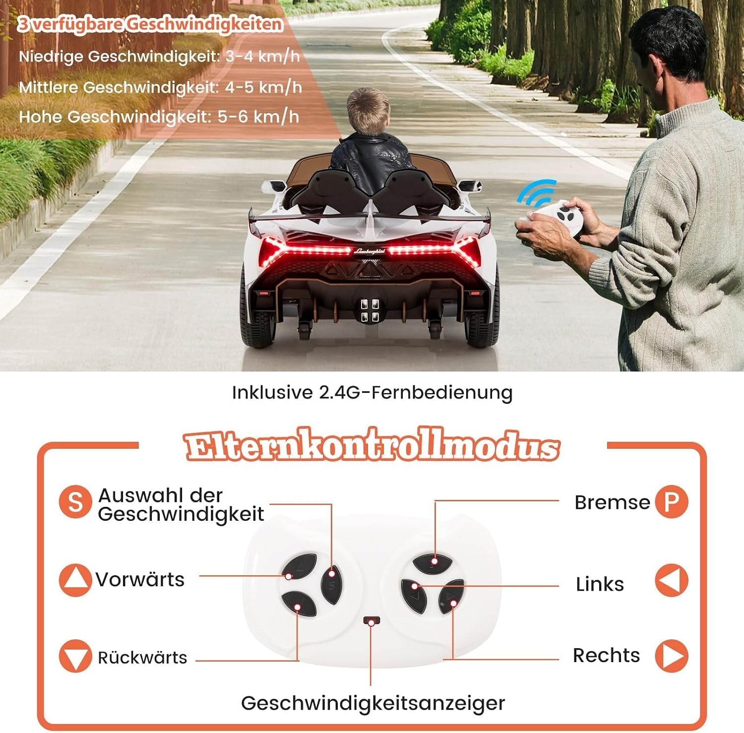 Lamborghini Elektrische Kinderauto 12V met Afstandsbediening - 35% Korting