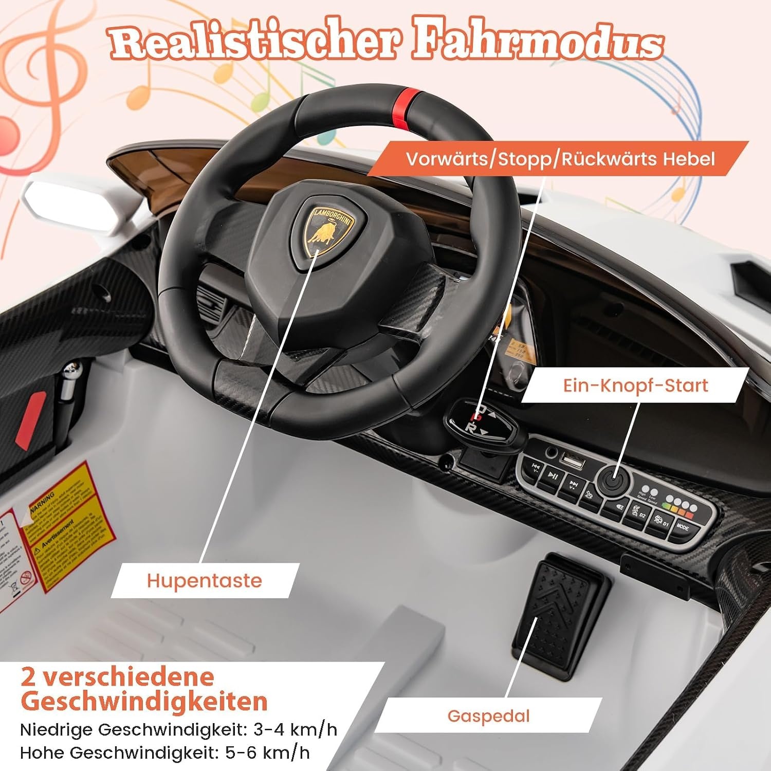 Lamborghini Elektrische Kinderauto 12V met Afstandsbediening - 35% Korting