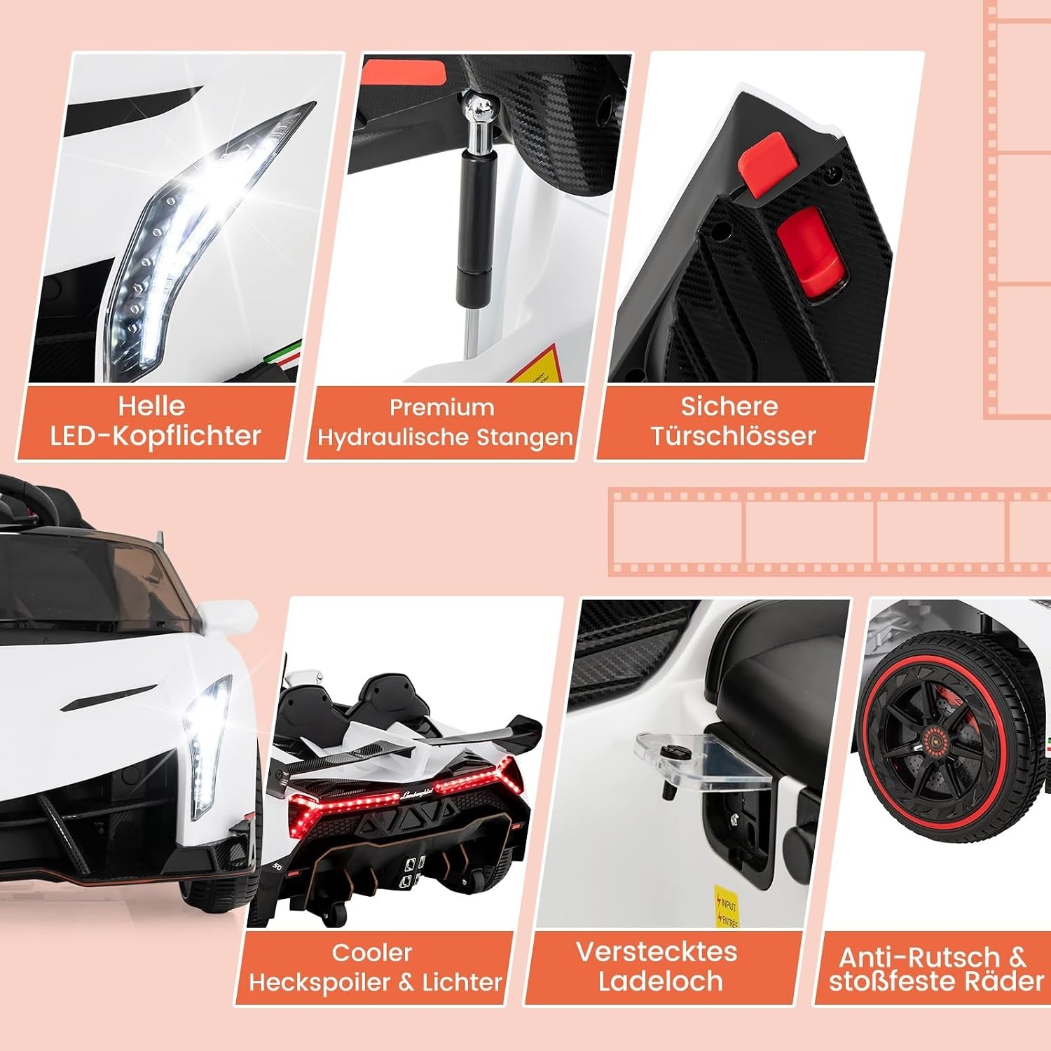 Lamborghini Elektrische Kinderauto 12V met Afstandsbediening - 35% Korting