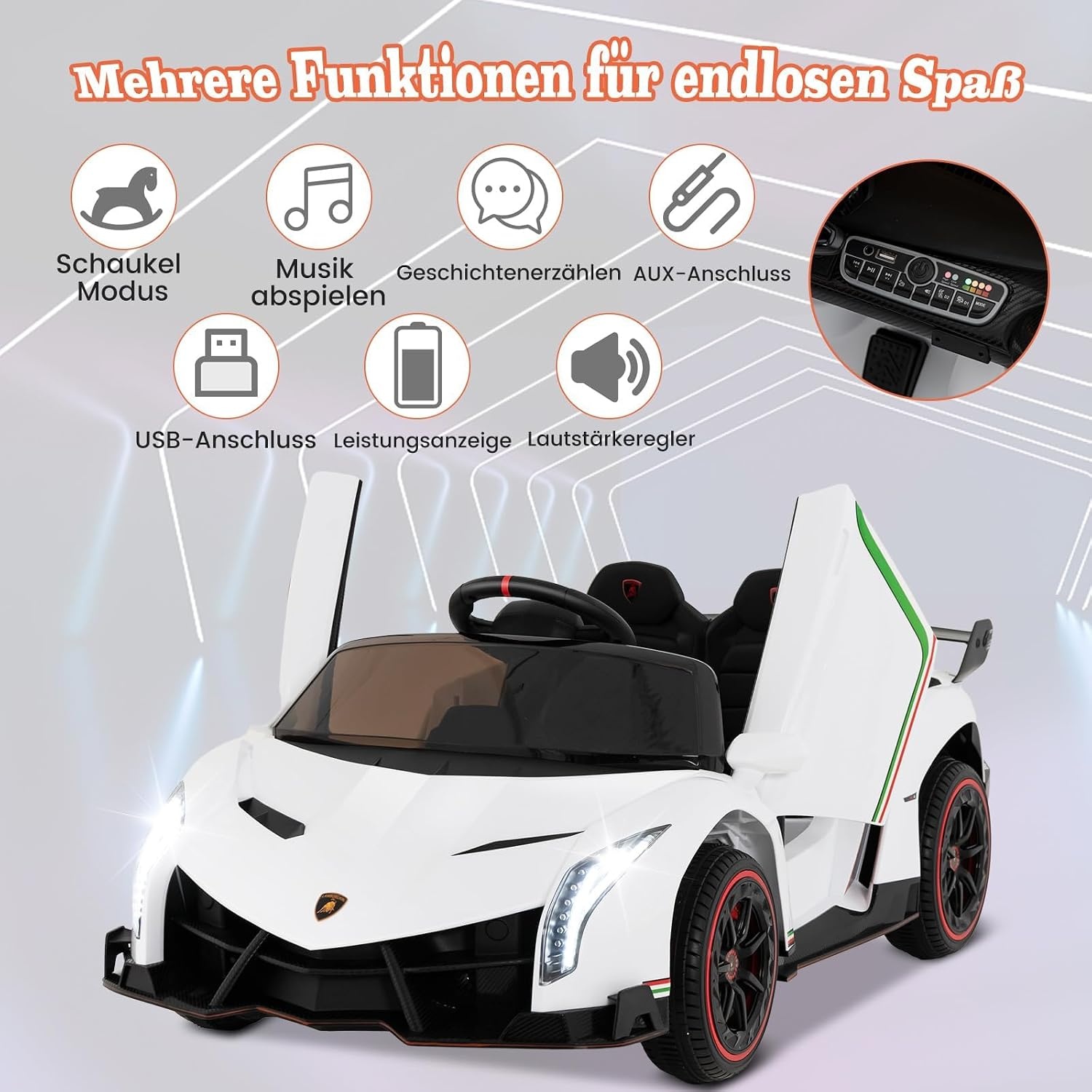 Lamborghini Elektrische Kinderauto 12V met Afstandsbediening - 35% Korting