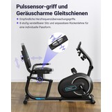 MERACH Ligergometer voor thuis met 8 verstelbare weerstandsniveaus, smart bluetooth, exclusieve app-connectiviteit, lcd-display, hartslagsensoren en verstelbare rugleuning