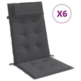 vidaXL Stoelkussens 6 st hoge rug oxford stof antracietkleurig