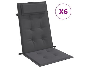 vidaXL Stoelkussens 6 st hoge rug oxford stof antracietkleurig