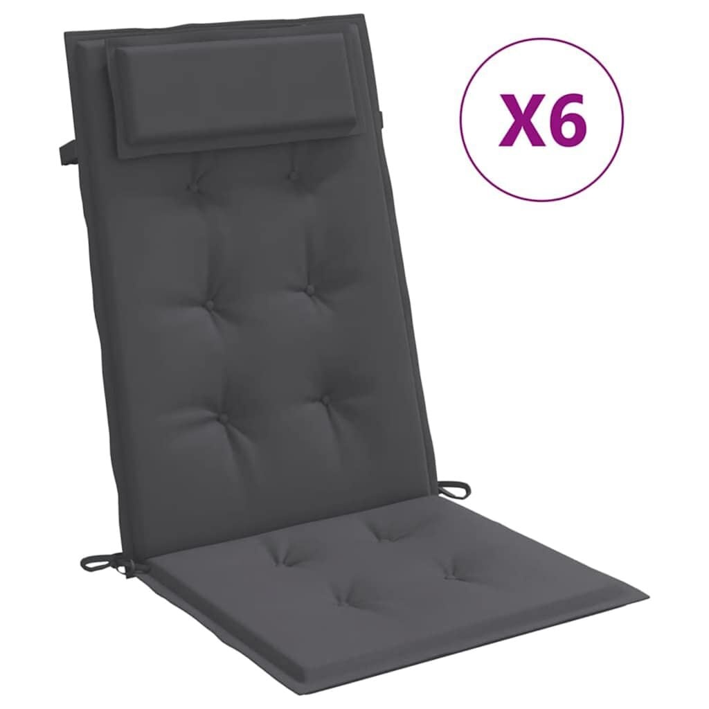 vidaXL Stoelkussens 6 Stuks Hoge Rug Antraciet - 34% Korting