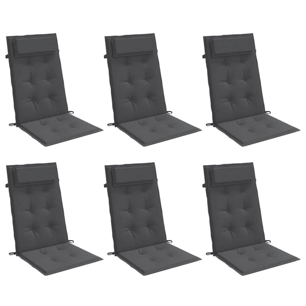 vidaXL Stoelkussens 6 Stuks Hoge Rug Antraciet - 34% Korting