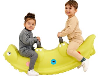 Big Sammy Rocker Children's Rocker for 1 - 3 People with Cute Back Scales and Sturdy Handles, Load Capacity up to 50 kg, for Children from 12 Months, Green