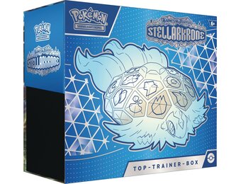 Pokémon - Verzamelkaartspel: Top Trainer-Box Karmesin & Purpur – Stellarkrone (1 full-screen promokaart, 9 boosterpacks & premium accessoires)