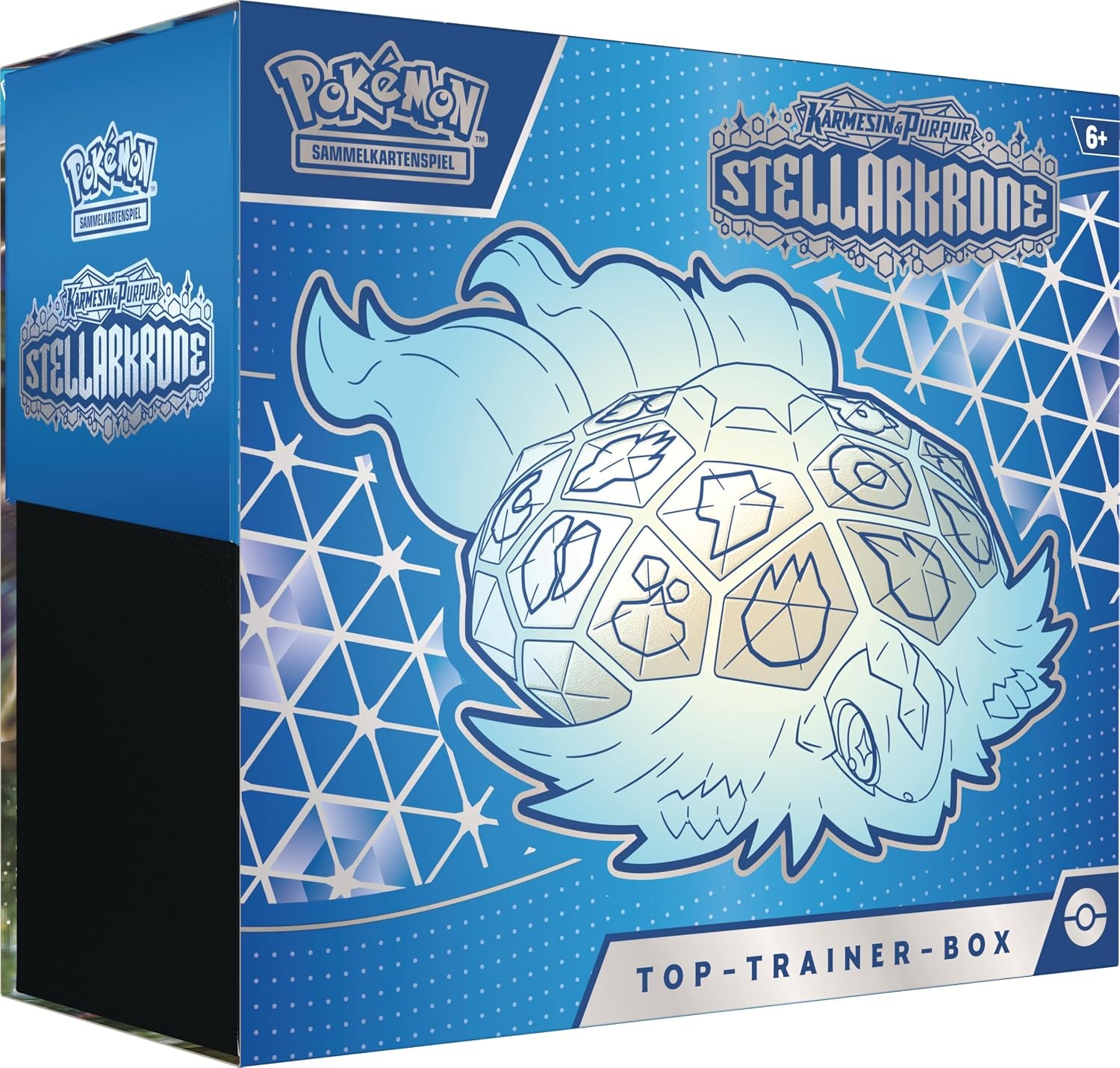 Pokémon - Verzamelkaartspel: Top Trainer-Box Karmesin & Purpur – Stellarkrone (1 full-screen promokaart, 9 boosterpacks & premium accessoires)