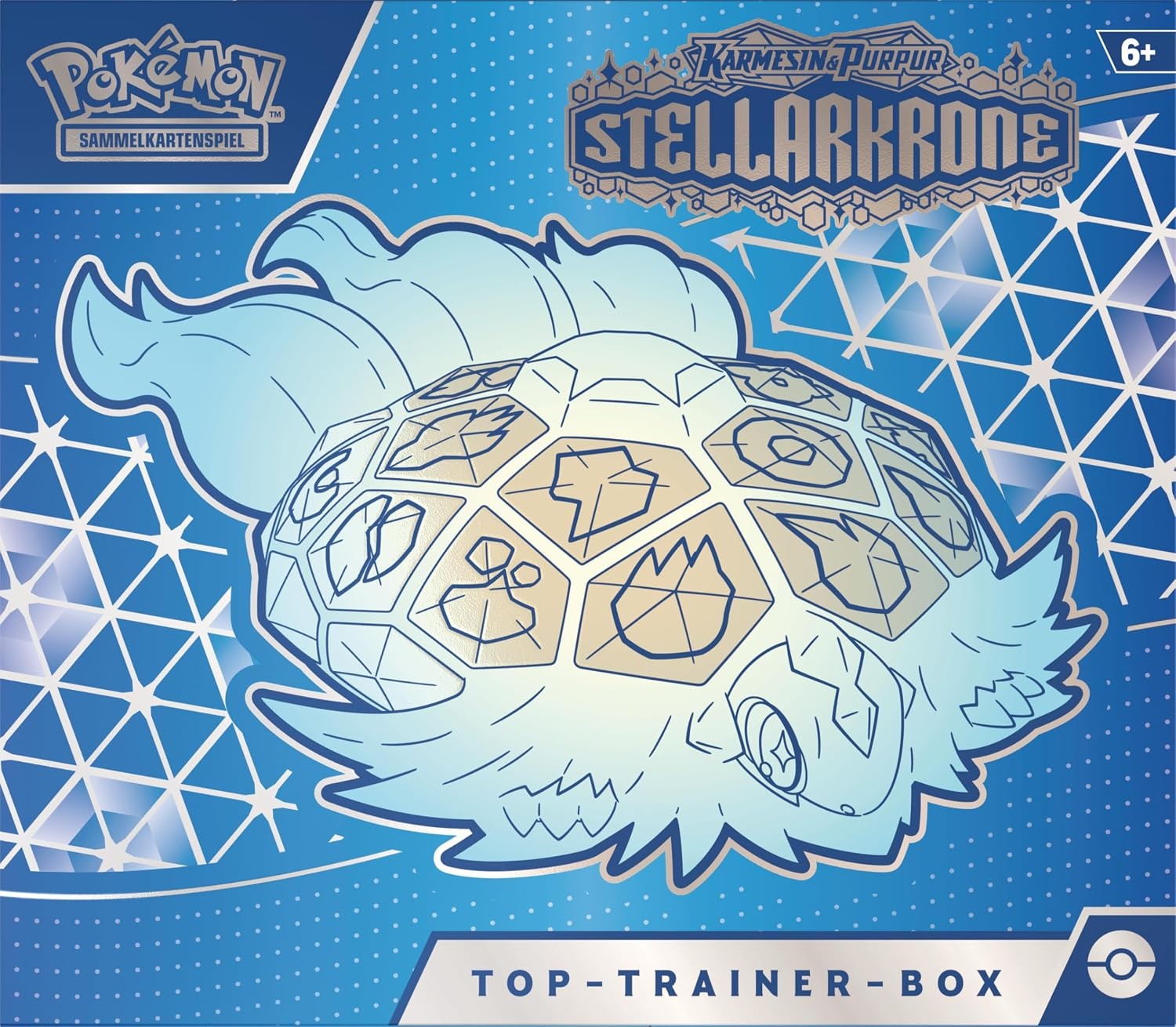 Pokémon - Verzamelkaartspel: Top Trainer-Box Karmesin & Purpur – Stellarkrone (1 full-screen promokaart, 9 boosterpacks & premium accessoires)