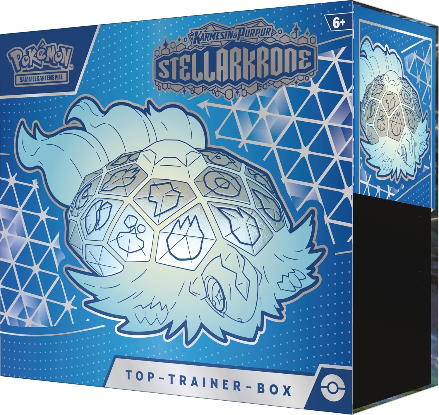 Pokémon - Verzamelkaartspel: Top Trainer-Box Karmesin & Purpur – Stellarkrone (1 full-screen promokaart, 9 boosterpacks & premium accessoires)