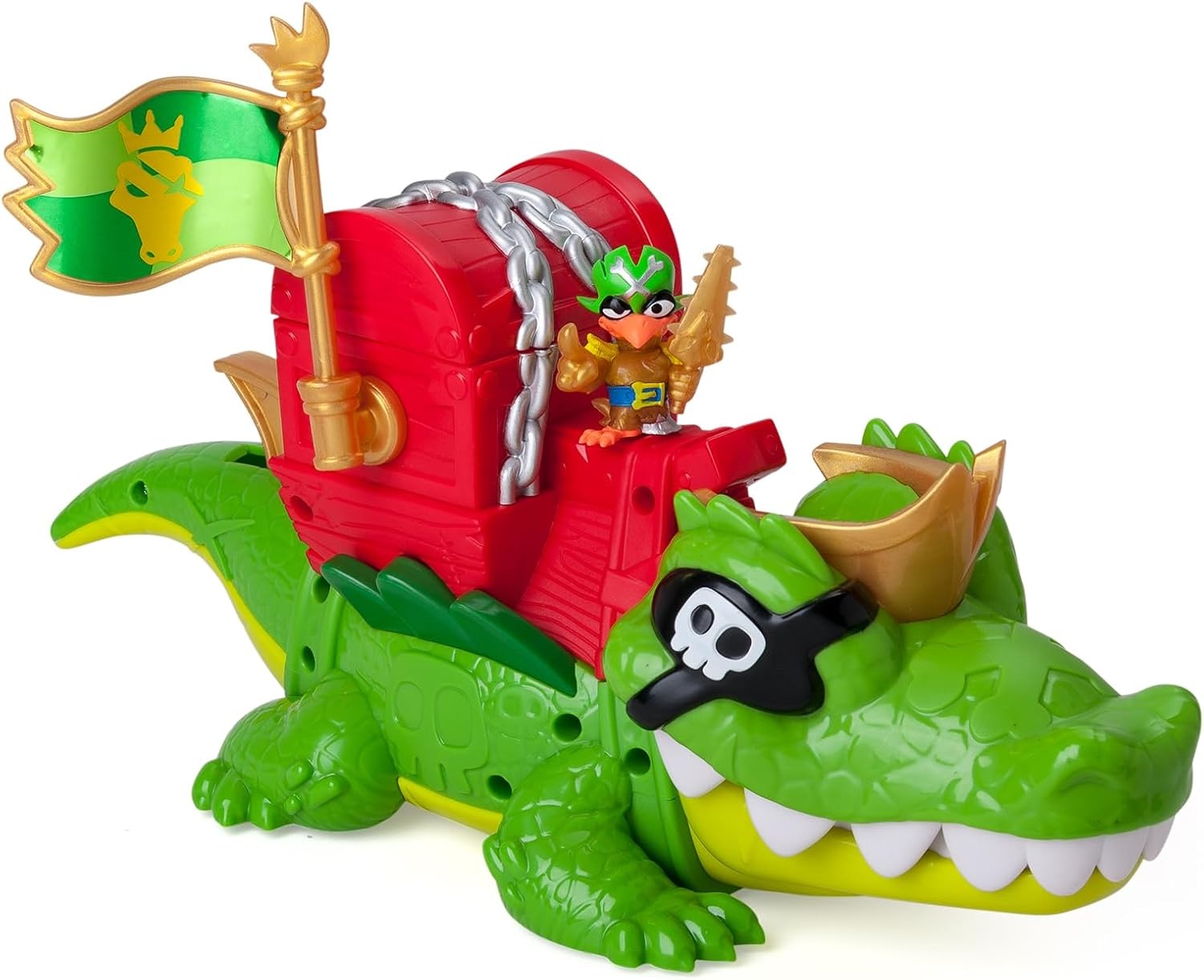 PIRATIX King Croc - scharnierende krokodil voor het vangen van piratix en schatkist - bevat 1 krokodil, 1 exclusieve schat, 2 extra gouden schatten, 1 exclusieve piratix en 1 accessoire