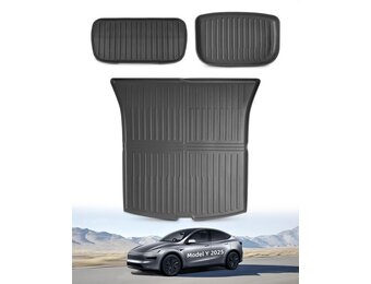 3-delige Kofferbakmatten set voor Tesla Model Y Juniper 2025-2026 (5 zitplaatsen) | TPE, hoge rand, anti-slip, waterdicht, flexibel