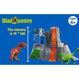 Schleich 42564 DINOSAURS Grote vulkaanexpeditie, dinosaurus-speelgoedset incl. vulkaan met LED-licht & uitbarstfunctie, onderzoeksfiguur & 2 dinosaurusfiguren, aanbevolen leeftijd: 5-12 jaar