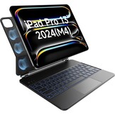 Toetsenbord voor iPad Pro 13 Inch (M4) Zwart AZERTY Click-anywhere Touchpad Achtergrondverlichting 7 Kleuren 3 Helderheidsniveaus