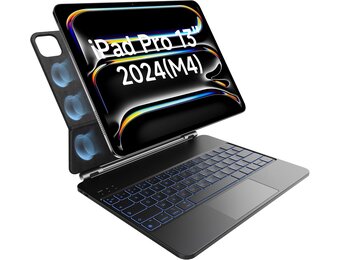 Toetsenbord voor iPad Pro 13 Inch (M4) Zwart AZERTY Click-anywhere Touchpad Achtergrondverlichting 7 Kleuren 3 Helderheidsniveaus