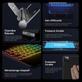 Toetsenbord voor iPad Pro 13 Inch (M4) Zwart AZERTY Click-anywhere Touchpad Achtergrondverlichting 7 Kleuren 3 Helderheidsniveaus