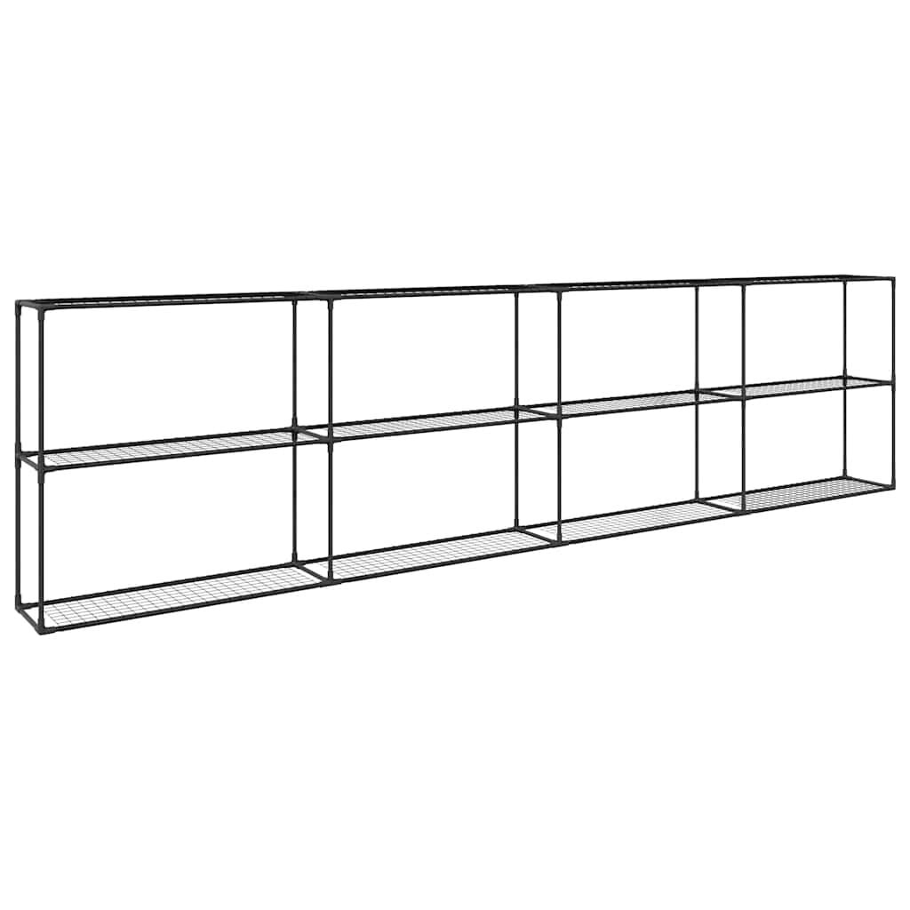 vidaXL 3-laags plantenstandaard Zwart 400 x 32 x 104 cm Staal