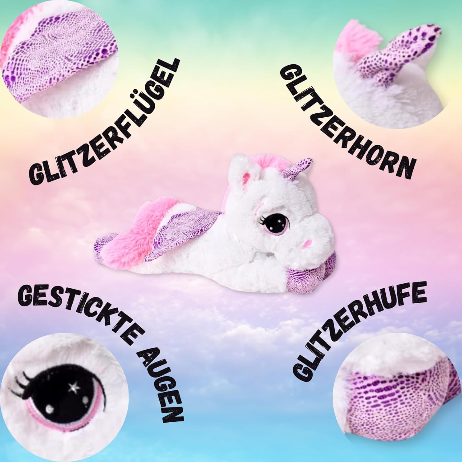 TE-Trend Zachte stoffen eenhoorn 60 cm - creatieve knuffeleenhoorn voor behaaglijke uren en magische avonturen