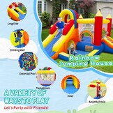 Ballsea Springkasteel met ventilator, XXL, kinderparadijs met glijbaan, veiligheidsnet, EN71-gecertificeerd, voor 3-8 jaar