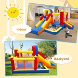 Ballsea Springkasteel met ventilator, XXL, kinderparadijs met glijbaan, veiligheidsnet, EN71-gecertificeerd, voor 3-8 jaar